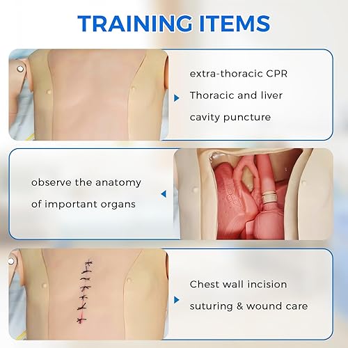 Miniatura 4 de KDJFS Maniquí de entrenamiento de enfermería de cuerpo completo con módulos de simulación de heridas - Modelo de cuidado del paciente de tamaño real