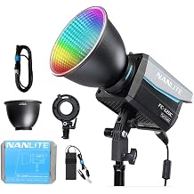 NANLITE FC-120C RGB Full-Color LED Spotlight, 2700K-7500K Color Temperature Adjustable, High Brightness 12850lux, Multiple Control and Power Supply Methods, Suitable for Video Shooting and Photography