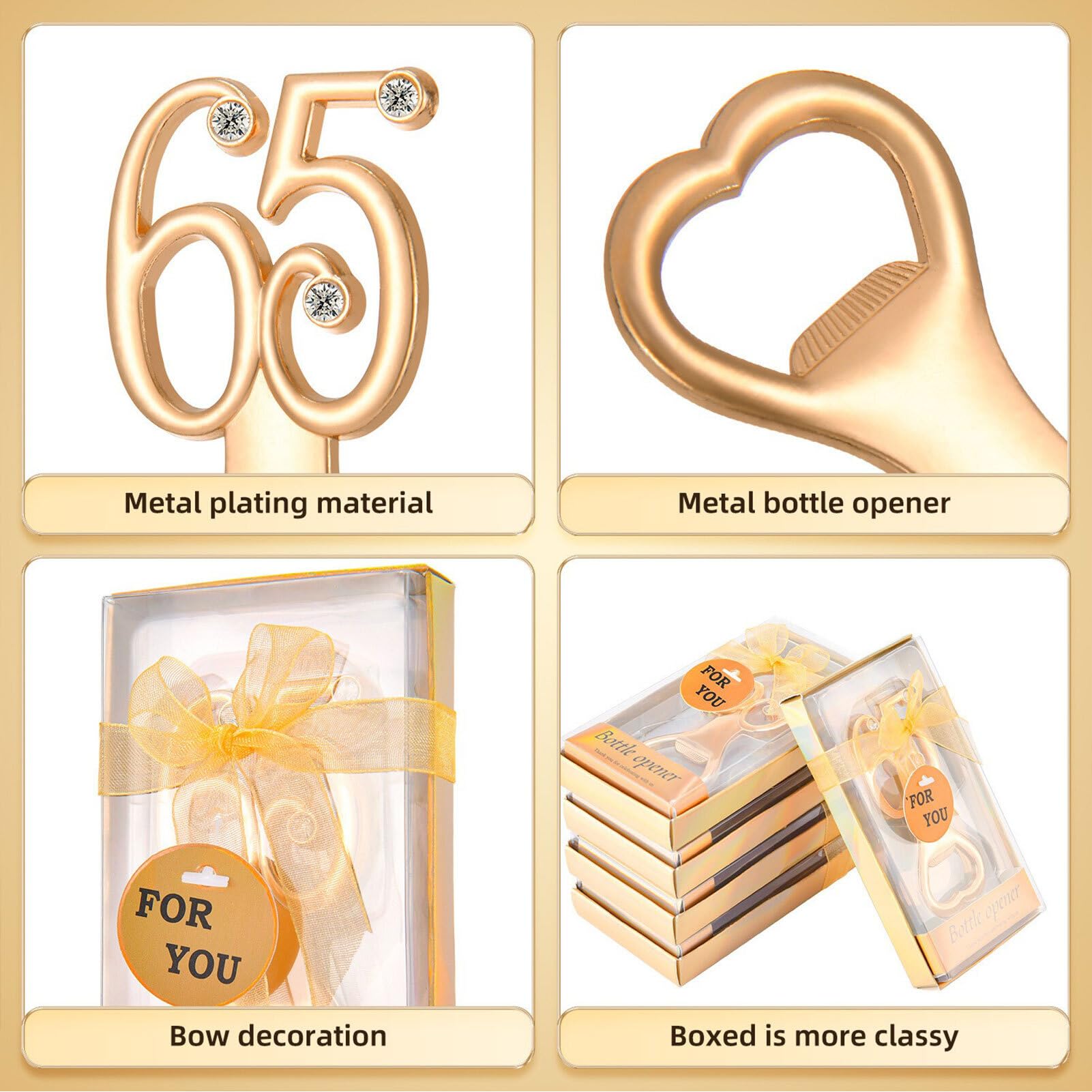 Apribottiglie con Numero Creativo, Apribottiglie con Durezza in Lega di Zinco, Apribottiglie per Birra Piatto Resistente, Apribottiglie in Oro Unico per Regalo di Compleanno, Festa,(Figura65-36 pezzi)