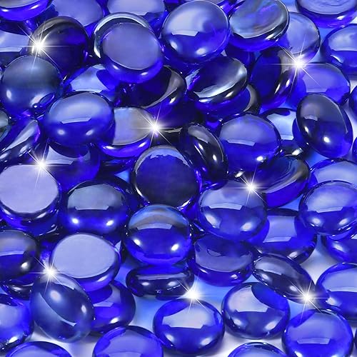 vchin Vidrio para hoguera, vidrio azul cobalto para fogata de propano, chimenea y decoración al aire libre. Cuentas redondas de vidrio de fuego de