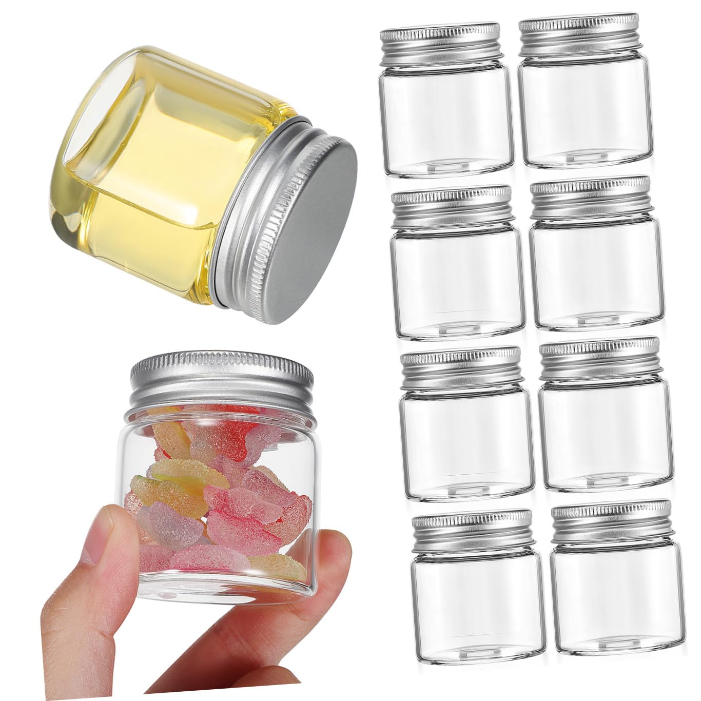 Zerodeko 20pezzi Barattoli di Vetro Piccoli con Coperchi Sigillati per Spezie Caramelle Organizzazione da Cucina e Armadio Realizzati in Vetro