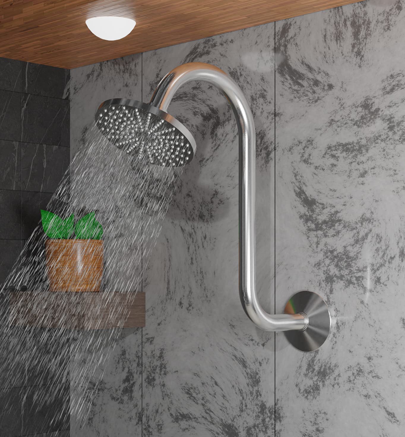 Shower Head Extension Arm with Flange,"S" Shaped Shower Head Riser