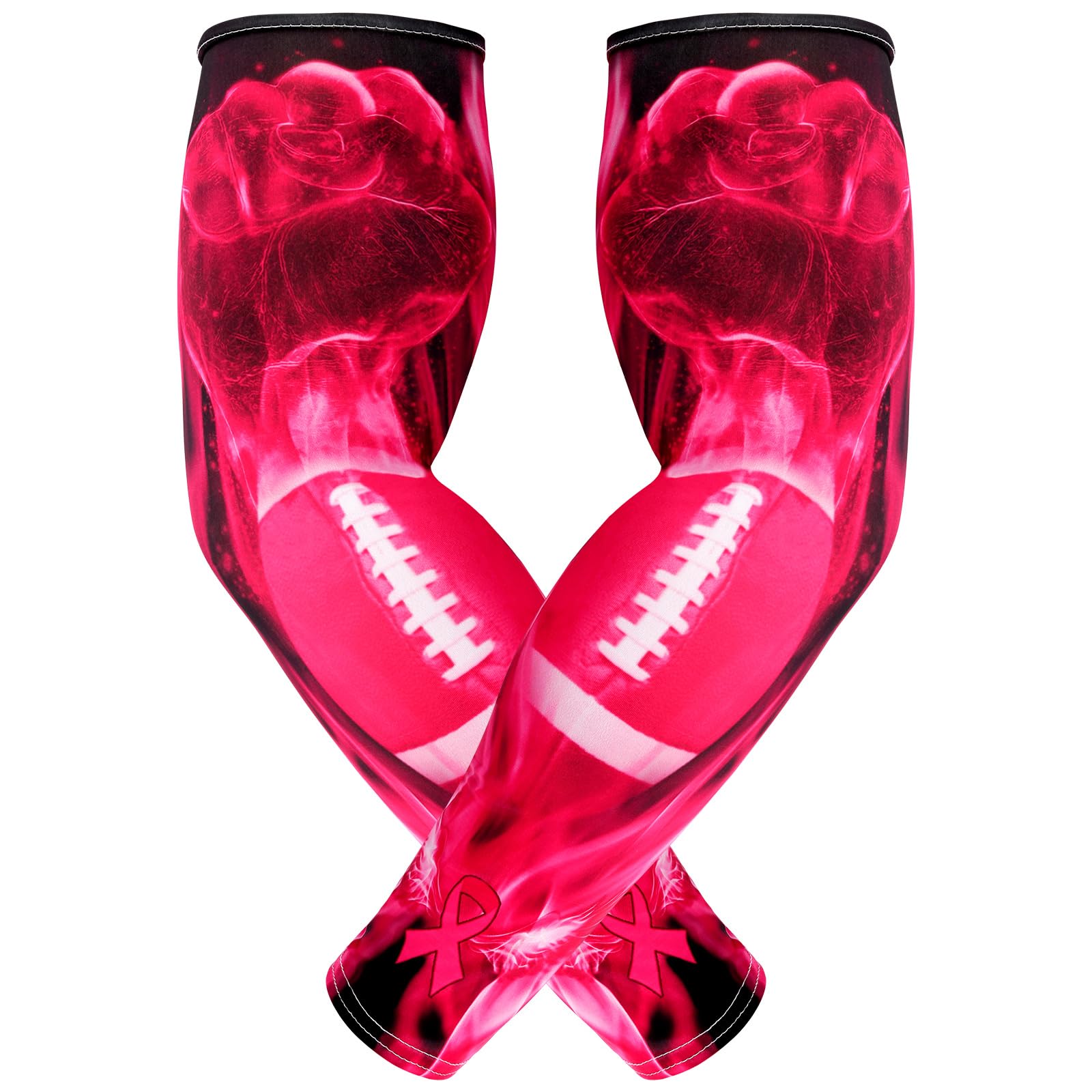 SNOWSTAR Sports Pink Ribbon Breast Cancer Awareness Arm Sleeve Compression Fit No Slip Football Flames
