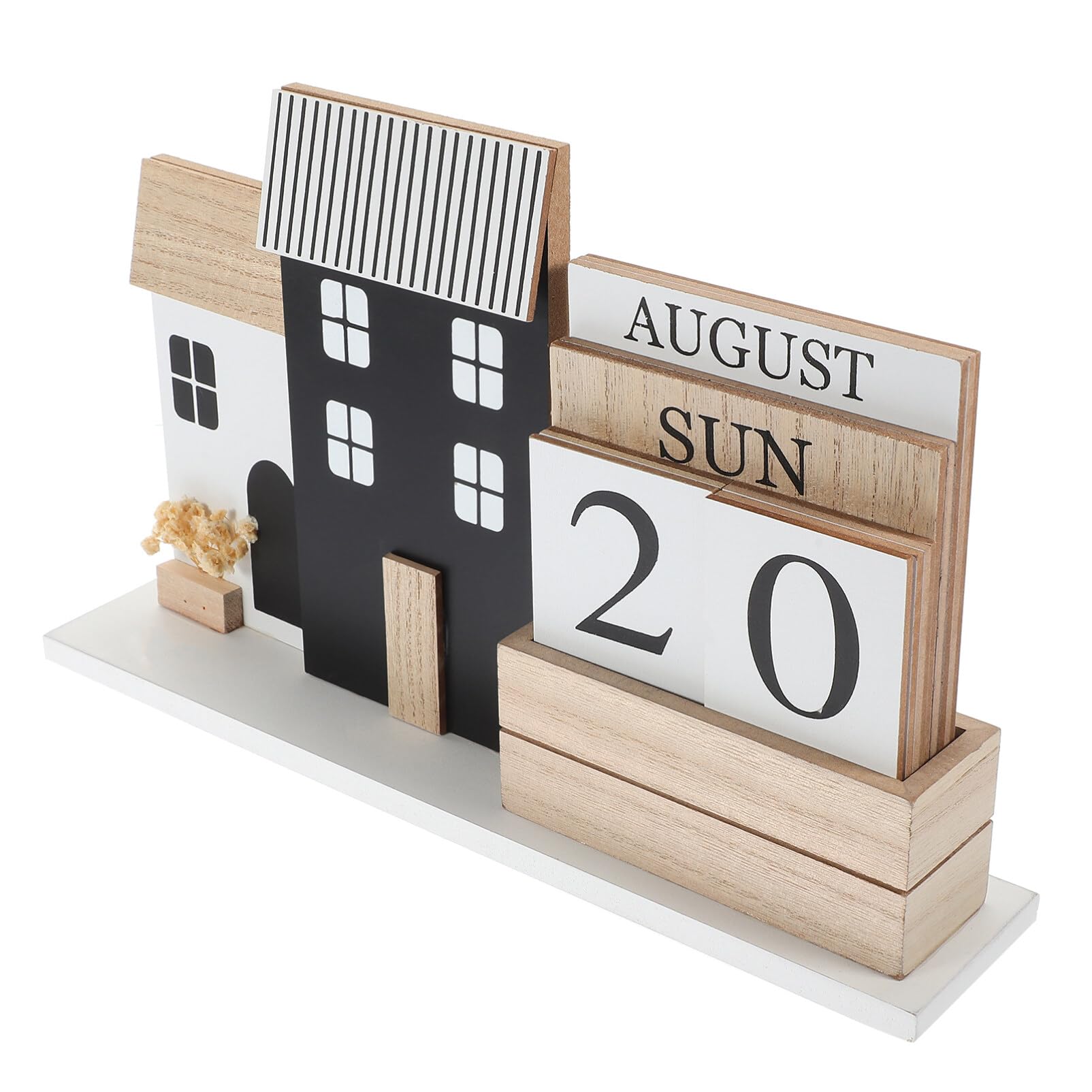 STOBOK Holztischkalender Wiederverwendbar für Zuhause und Büro Kreativer Stehtischkalender aus Holz mit Wochentagsanzeige Dekorativer Ewiger Tischkalender für Schreibtisch und Wohnzimmer
