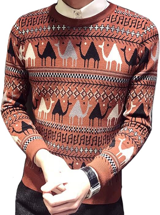 Amazon Piite セーター メンズ ラクダ柄 秋冬 ニットセーター トップス カットソー ラウンドネック おしゃれ トレーナー ビジネス セーター 長袖 体型カバー 上品 柔らかい 通勤通学 セーター 通販