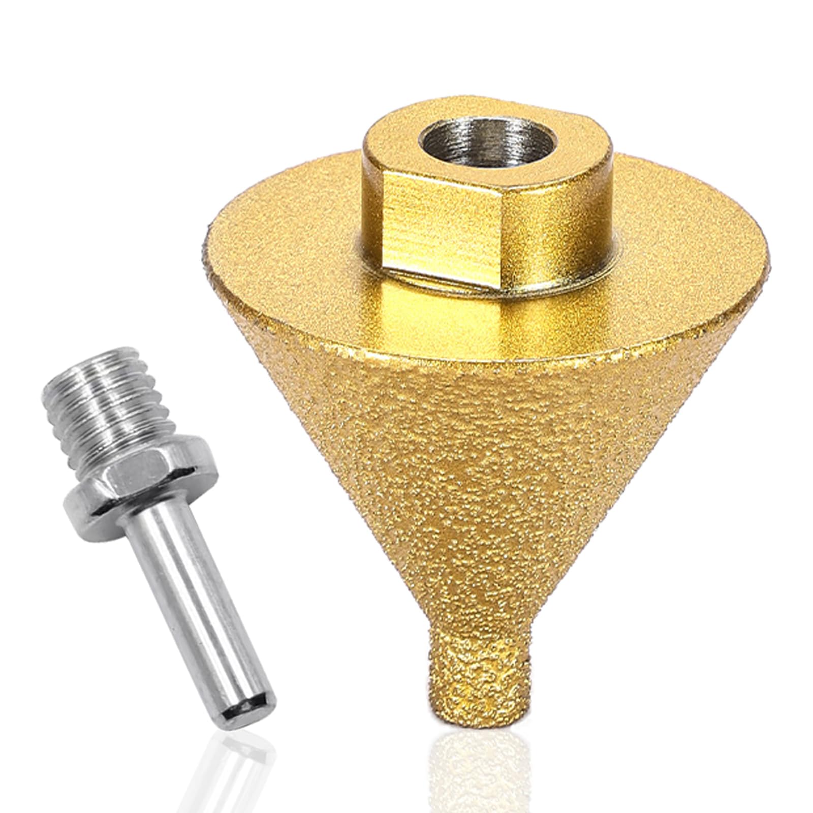 Diamond Beveling Chamfer Bit 0-2" Diamond Cone Tile Bit, Diamond Drill Bit, Calidad Tools Tile Cone for Hole Enlarging Trimming in Tile Granite Marble Porcelain Ceramic Wood Stone W/ M10 Thread.