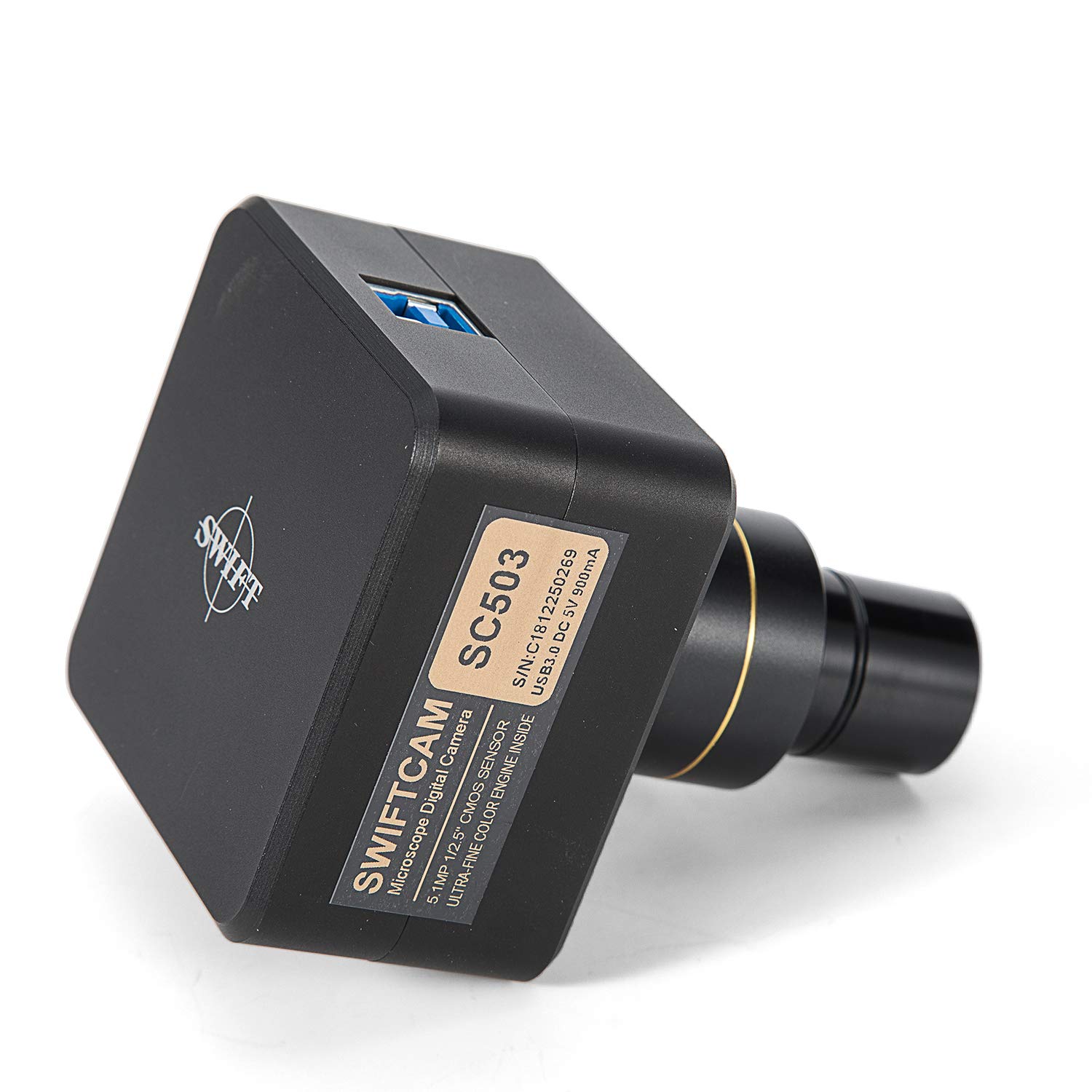 Swift Cam 5 mégapixels Caméra de Microscope avec Objectif de réduction, kit de calibrage, Adaptateur de Tube oculaire et câble U