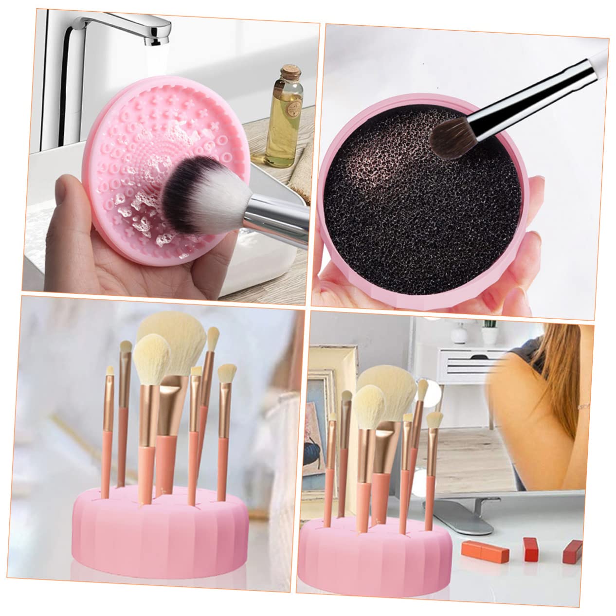 MAGICLULU 4 Pz Scatola per la pulizia dei pennelli da trucco pulizia delle spazzole tampone per pennelli da trucco detergente pennelli make up makeup brush cleaner spazzola Bagnato e secco