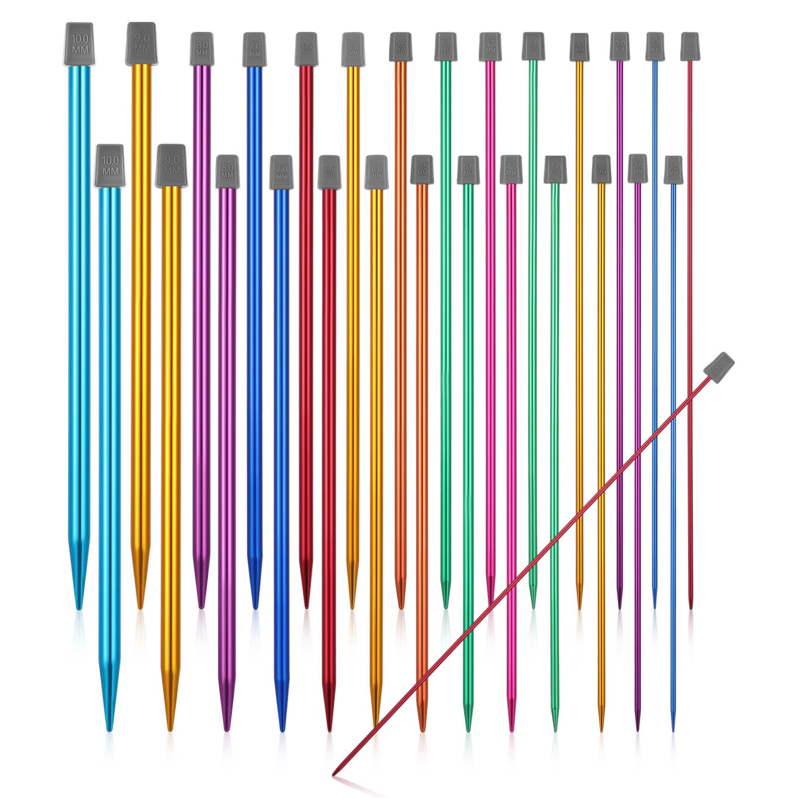 Toyvian Agujas de Tejer de Aluminio de Colores de Agujas Sola Punta para Principiantes Proyectos de Bricolaje y Manualidades para Tejer Muñecas y Patrones