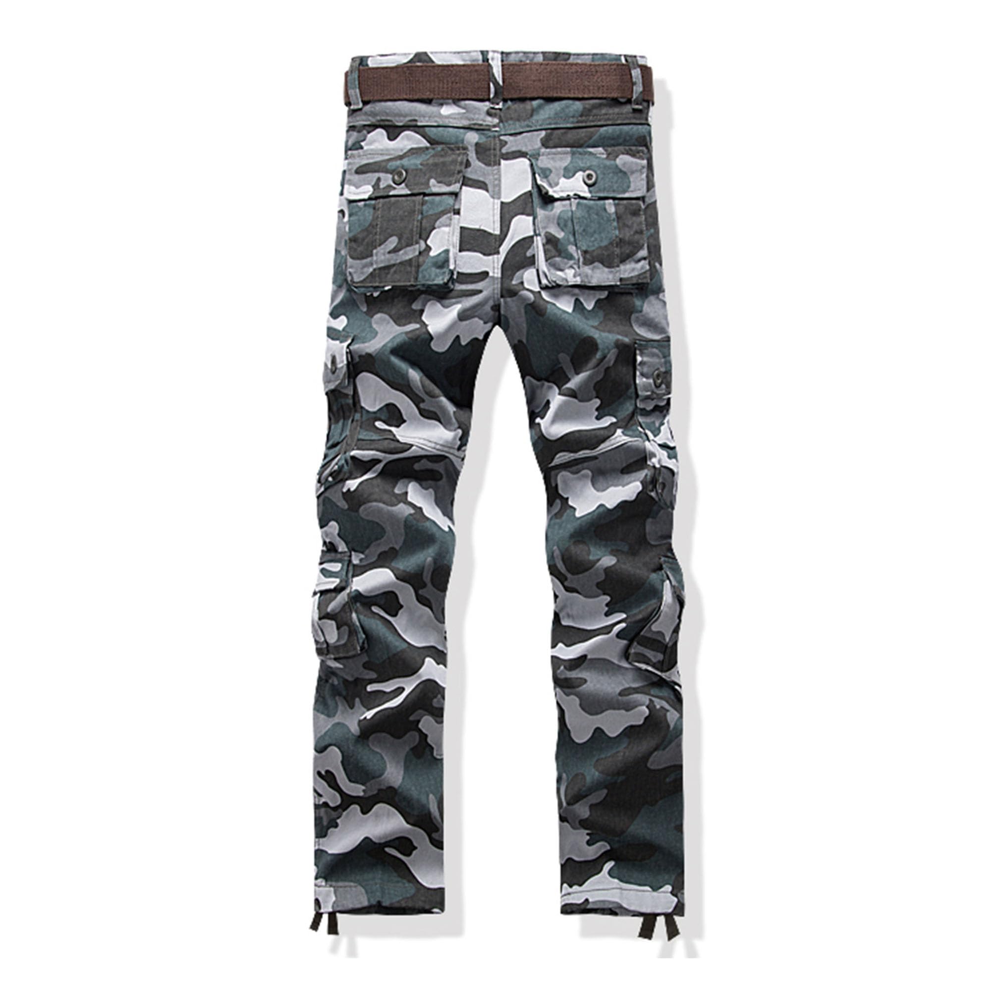 JEKE-DG Men's Casual Cargo Pants Straight Type Military Army Camo Trousers Combat Outdoor Work Pant with 8 Pockets (38,Blue Camouflage)