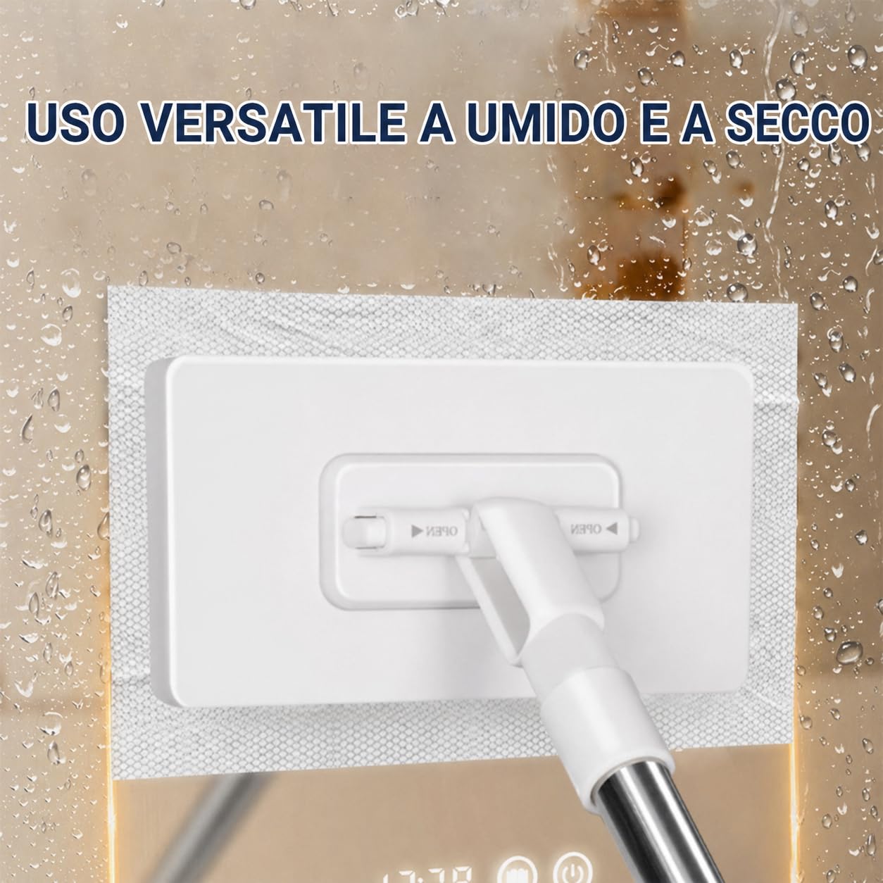 SWEEPI Mop per Pulizia Universale, Morsetto Rapido, 4 Panni Lavabili (2)