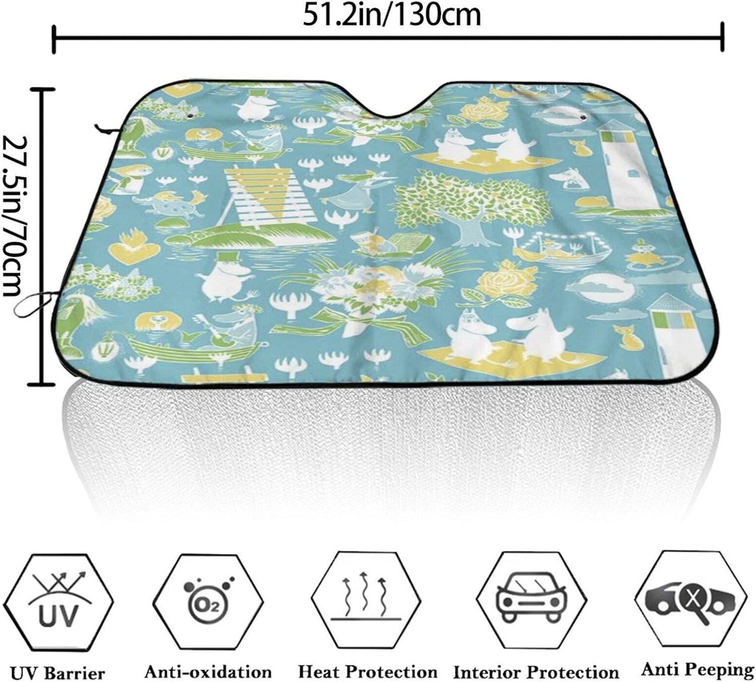 Amazon ムーミン 北欧 サンシェード 車 フロントサンシェード 日除け 軽自動車 吸盤 Uvカットキャラクター アニメ グッズ 雑貨 かわいい おしゃれ 人気 可愛い 車用品 130 70cm サンシェード 車 バイク