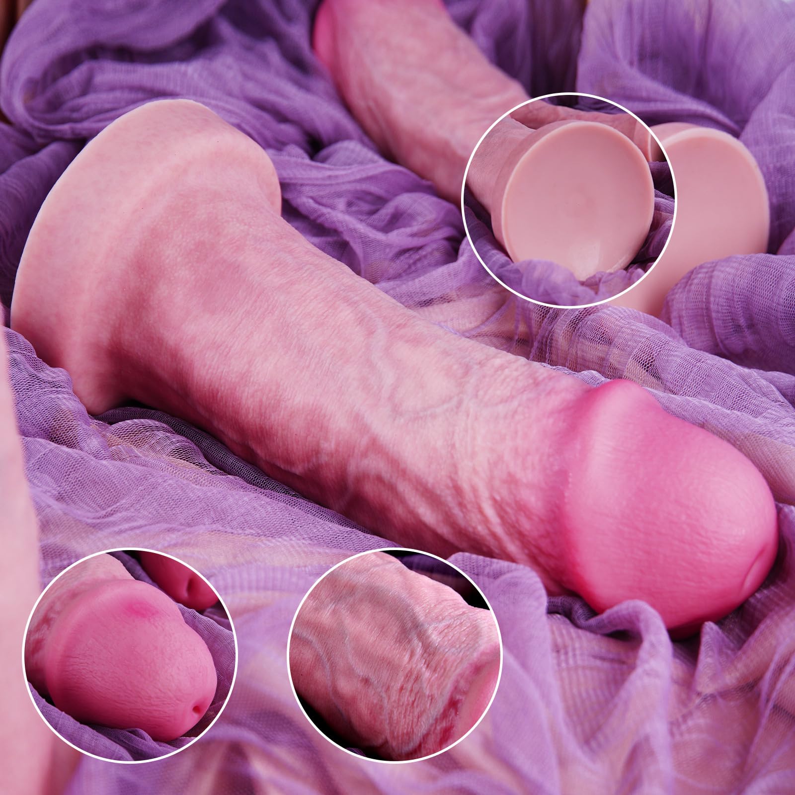 Dildo gigante in silicone extra spesso con ventosa da 8,7 cm di diametro, dildo realistico per punto G da 26,5 cm, sex toy anale XXL per uomini e donne esperti.