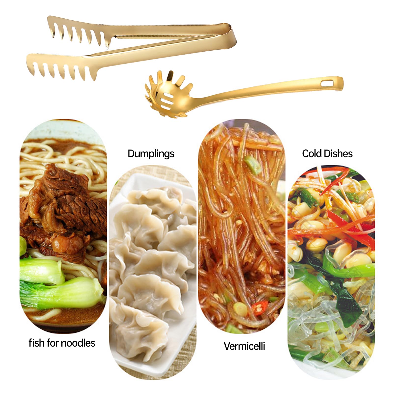 Forchettone Per Spaghetti In Acciaio Inox - Pinza Da Cucina 32cm Per Pasta, Insalate E Grigliate - Foto 8