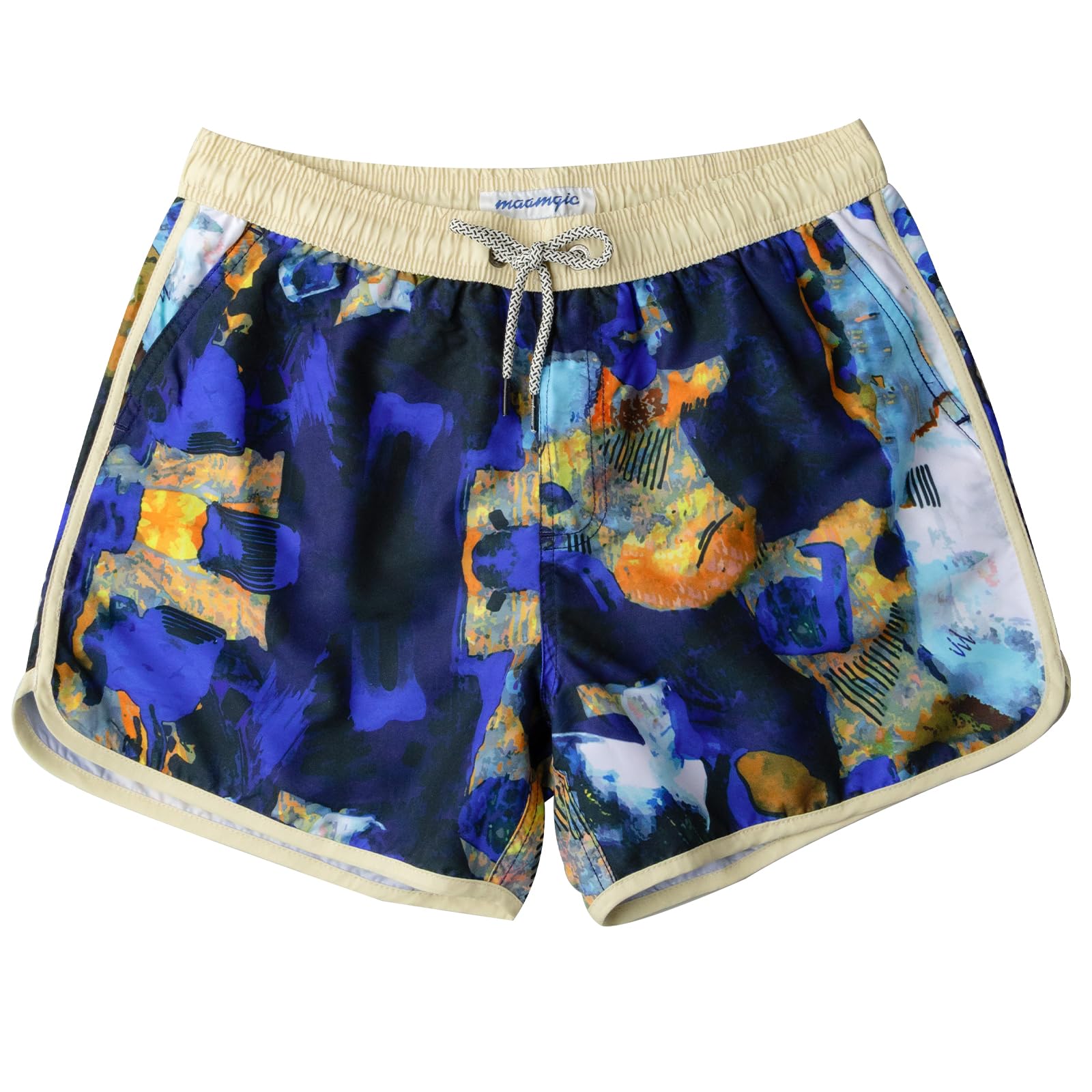 maamgic Herren Badeshorts Vintage Retro Boardshorts Schnelltrocknend Kurz Badehose Schwimmhose mit Mesh-Futter und Verstellbarem Tunnelzug