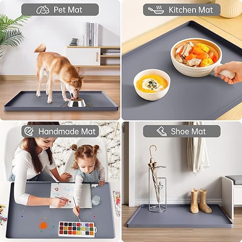 Miniatura 6 de FLATO Tapete impermeable para debajo del fregadero, 34 x 22 pulgadas, forro para estante de cocina y baño, protector de gabinete, organizadores y