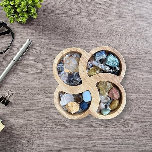 Miniatura 6 de Bandeja de madera con flores de cristal para piedras, muestra tus cristales y piedras curativas, soporte de cristal para exhibición de piedras,