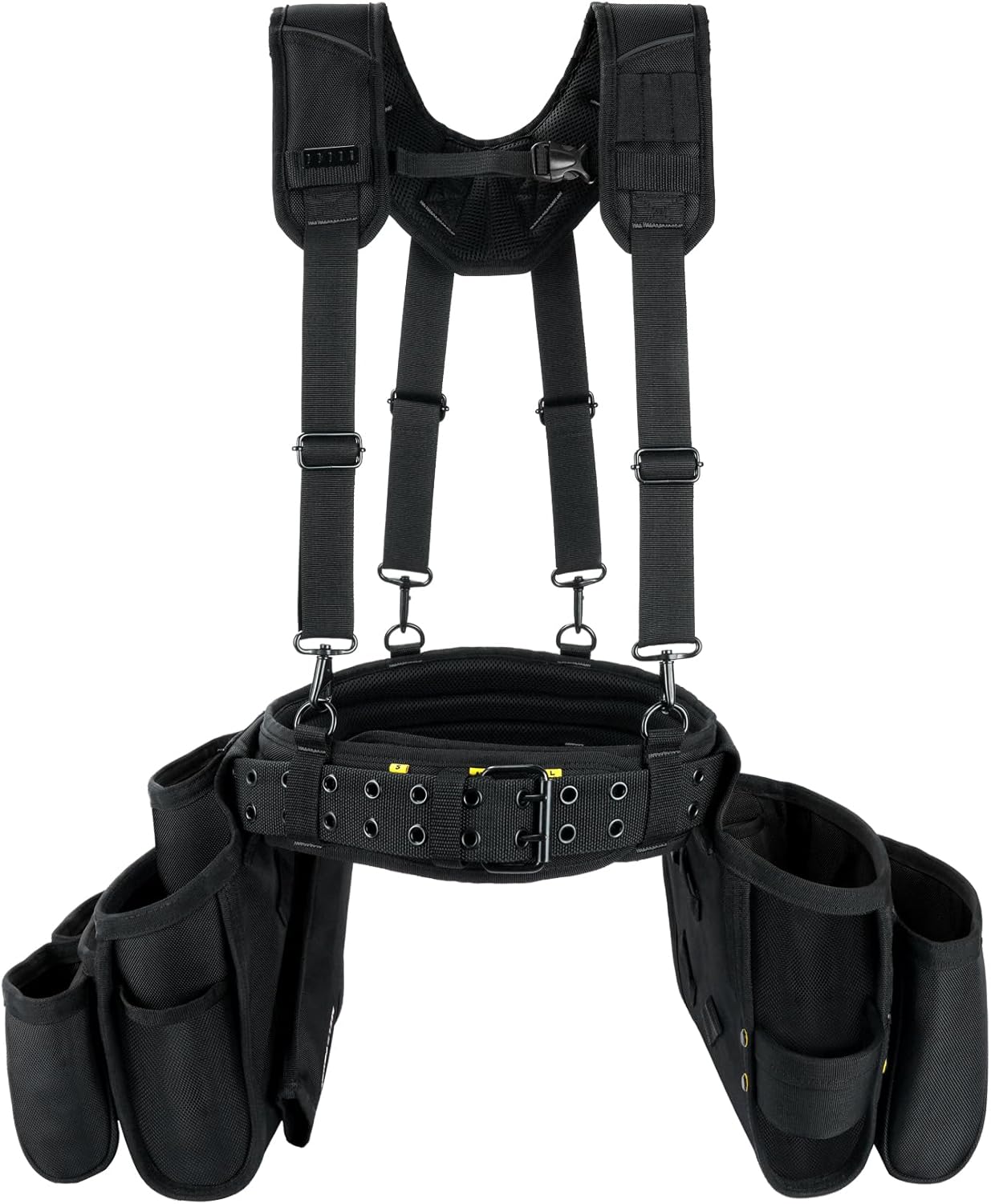 MELOTOUGH Tool Belt with Suspenders Electrician Tool Bag Suspenders Framers Combo Apron Tool Belt Construction Tool Pouch Suspenders Heavy Duty Carpenter Suspension Rig（Grey）