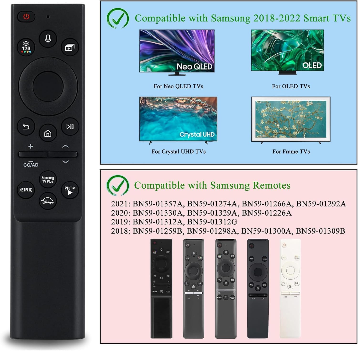 Compatible with Samsung Voice Remote N59-01385A BN59-01385B SM, Black