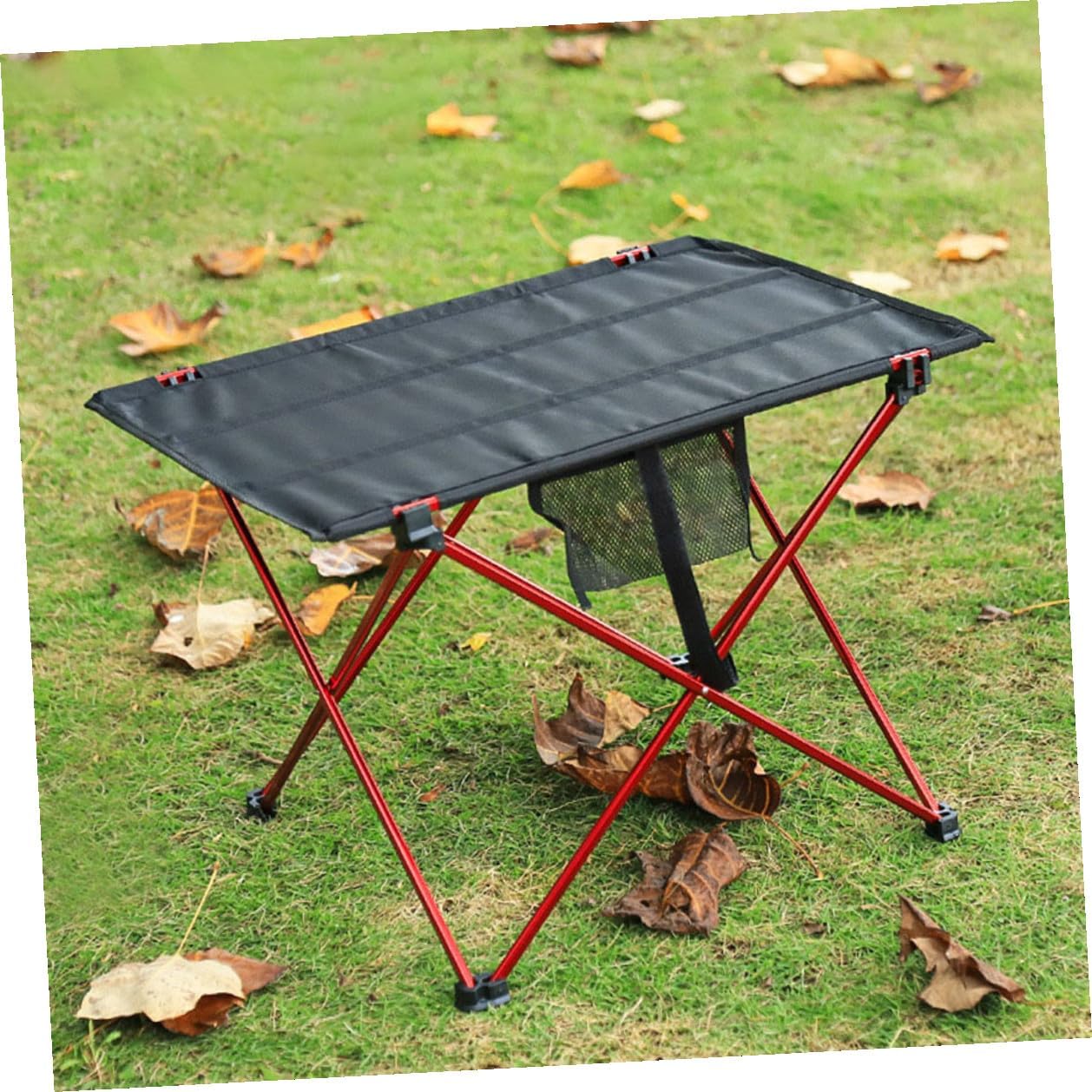 Portable Folding Camping Table and Chair Set, Ultralight Aluminum Alloy Mid-Size Red Table with Chairs for Outdoor Picnic, Beach, Hiking, and Car Travel