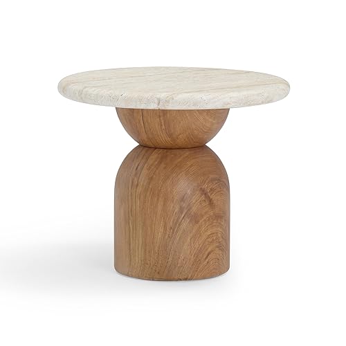 First of a Kind Side Table in Brown,Travertine Concrete