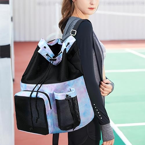 Miniatura 2 de Lohol Mochila grande de malla con cordón y bolsa para zapatos, saco de natación duradero con asa para deportes, gimnasio, yoga, playa, viajes