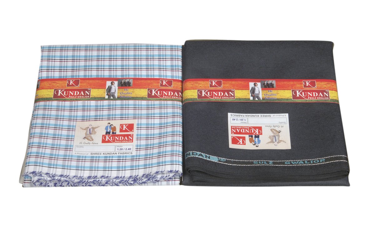 kundan sulz gwalior Men's Executive Poly Cotton Blended Checks Shirt Fabric & Trouser Fabric Combo Set ( 1 Pant and Shirt Piece ) ( 1.30 & 2.20 Meters )-picture-46