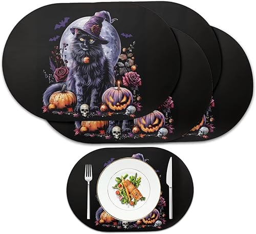 Miniatura 40 de Juego de 6 manteles individuales lavables para mesa de comedor, resistentes al calor, mesa de cocina, decoración del hogar, lavable, ovalada, de