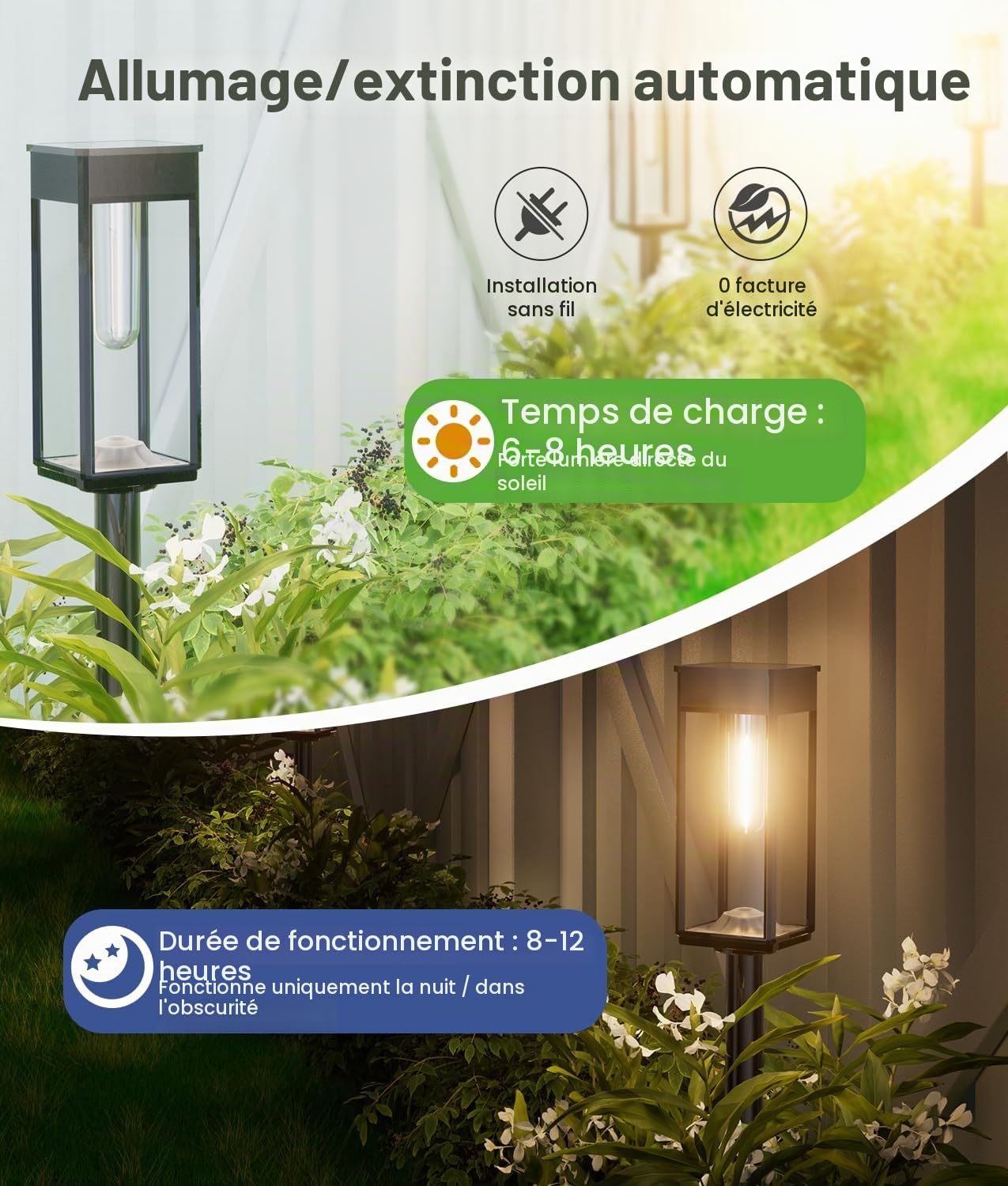 BITPOTT Lampes Solaires Extérieur Jardin Lot de 6 IP65 Étanche Solaire de Jardin Décoration Chemin Balcon Terrasse Pelouse Blanc Chaud