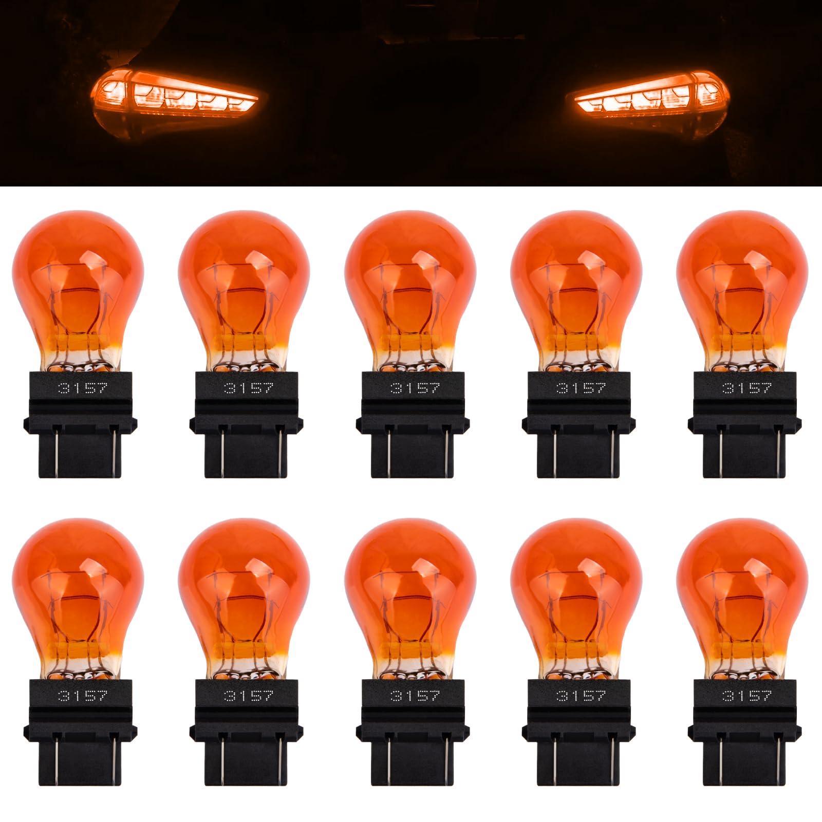 ecocstm 10 PCS 3157 Tail Light Bulb, Miniature 4157 Brake Light Bulb