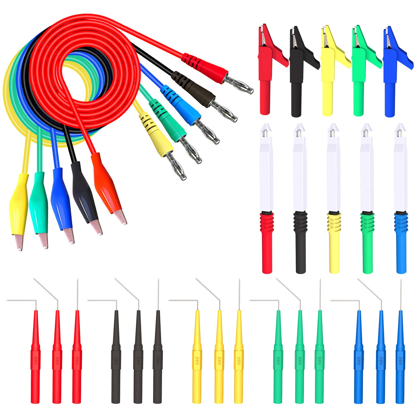 Buy Goupchn Back Probe Kit 30PCS Banana Plug to Copper Alligator Clip Automotive Test Leads Set