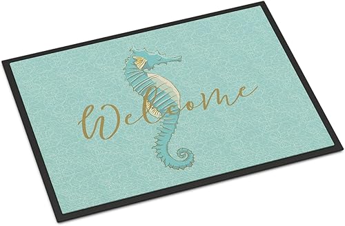 Caroline's Treasures BB8547JMAT - Felpudo de bienvenida con caballito de mar de 24 x 36 pulgadas, para interiores y exteriores, para entrada,