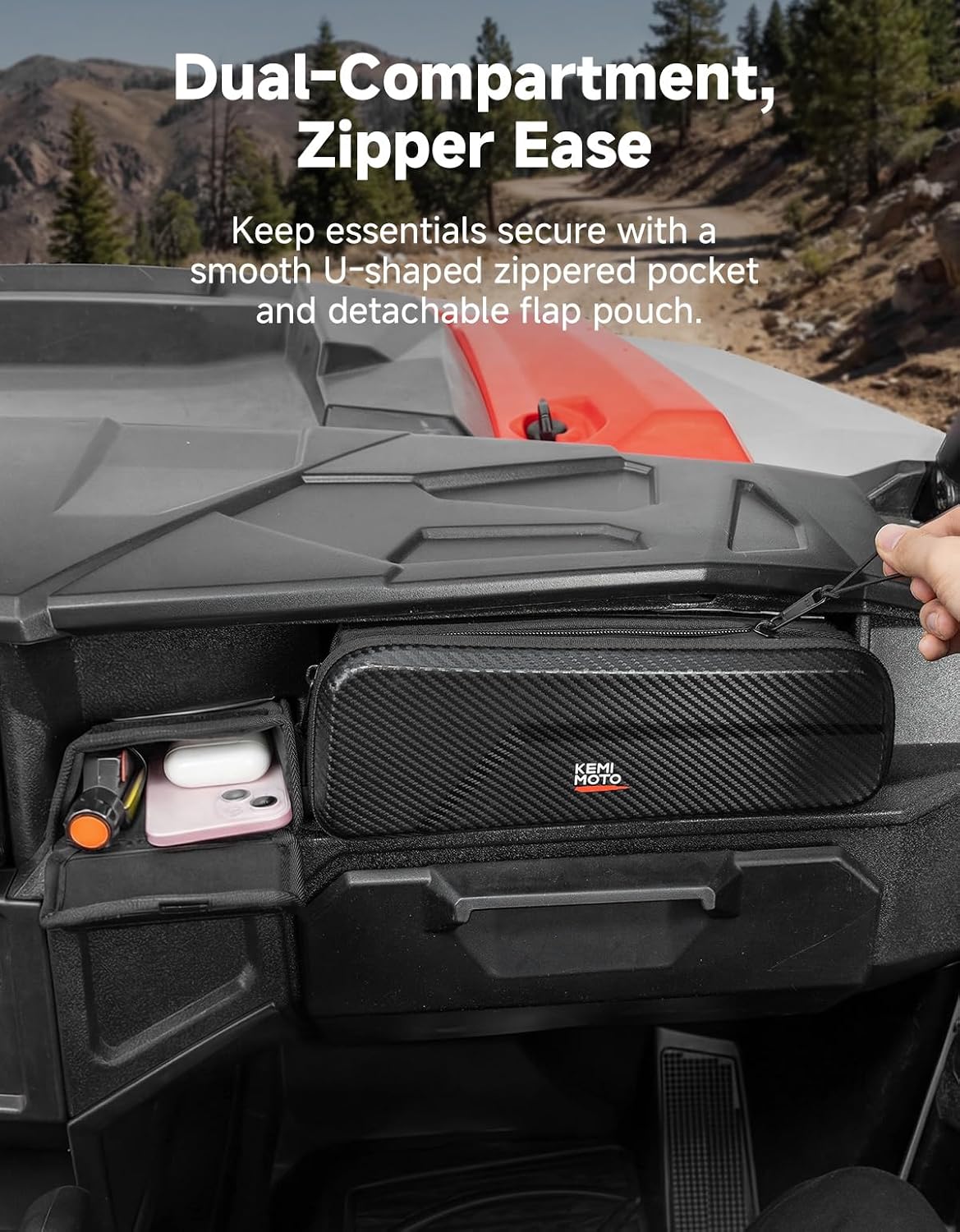 KEMIMOTO UTV Dashboard Storage Bag Upgrade Compatible with Polaris General 1000/4 1000/XP 1000/XP 4 1000 2016-2026 Front Bag Accessories
