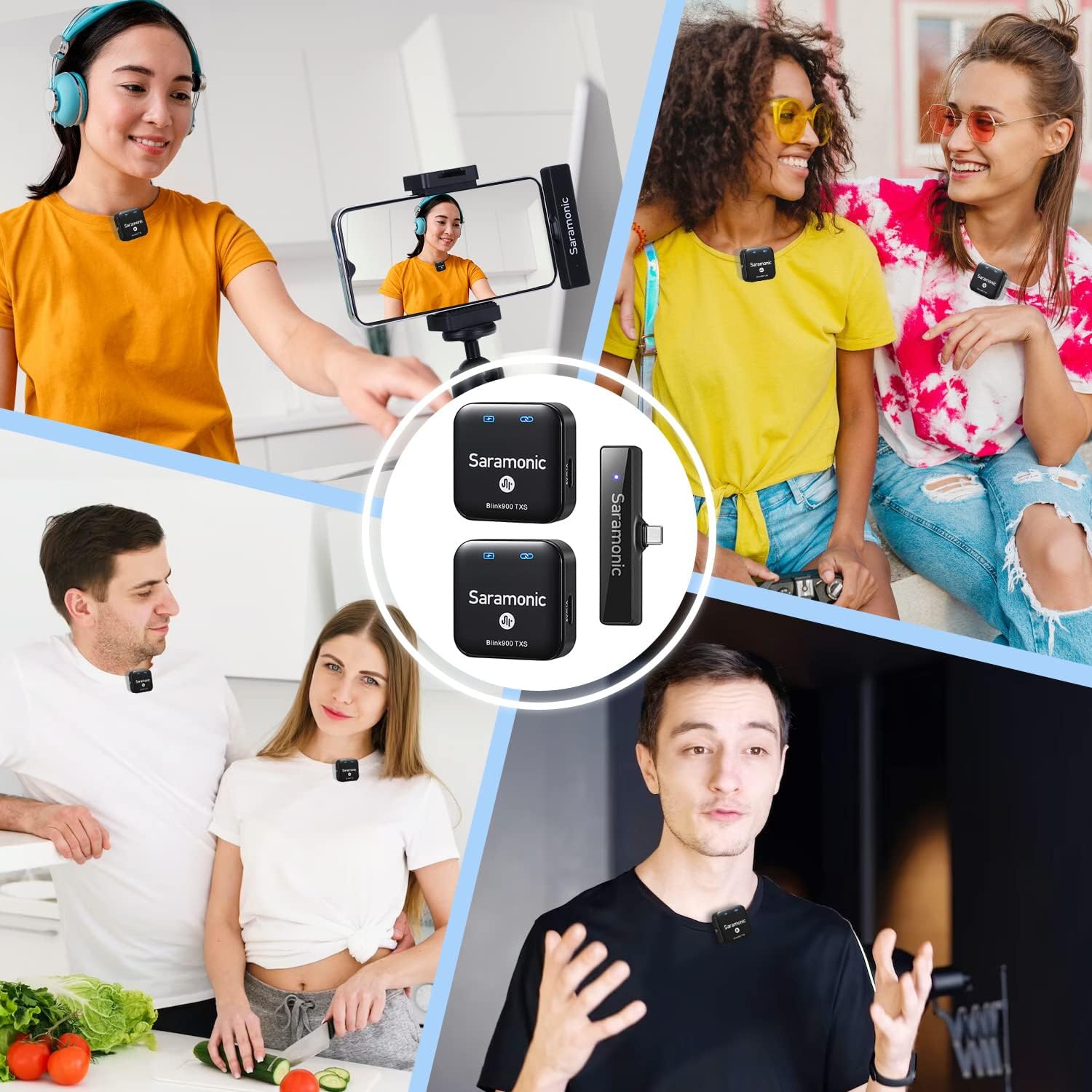 Saramonic Blink900 S6 Wireless Lavalier Microphones for Android USB C Smartphone, Dual-Channel, 6H Battery Life, 656ft Transmission, Wireless Lapel Type C Mic for Video Recording Vlog Live Streaming