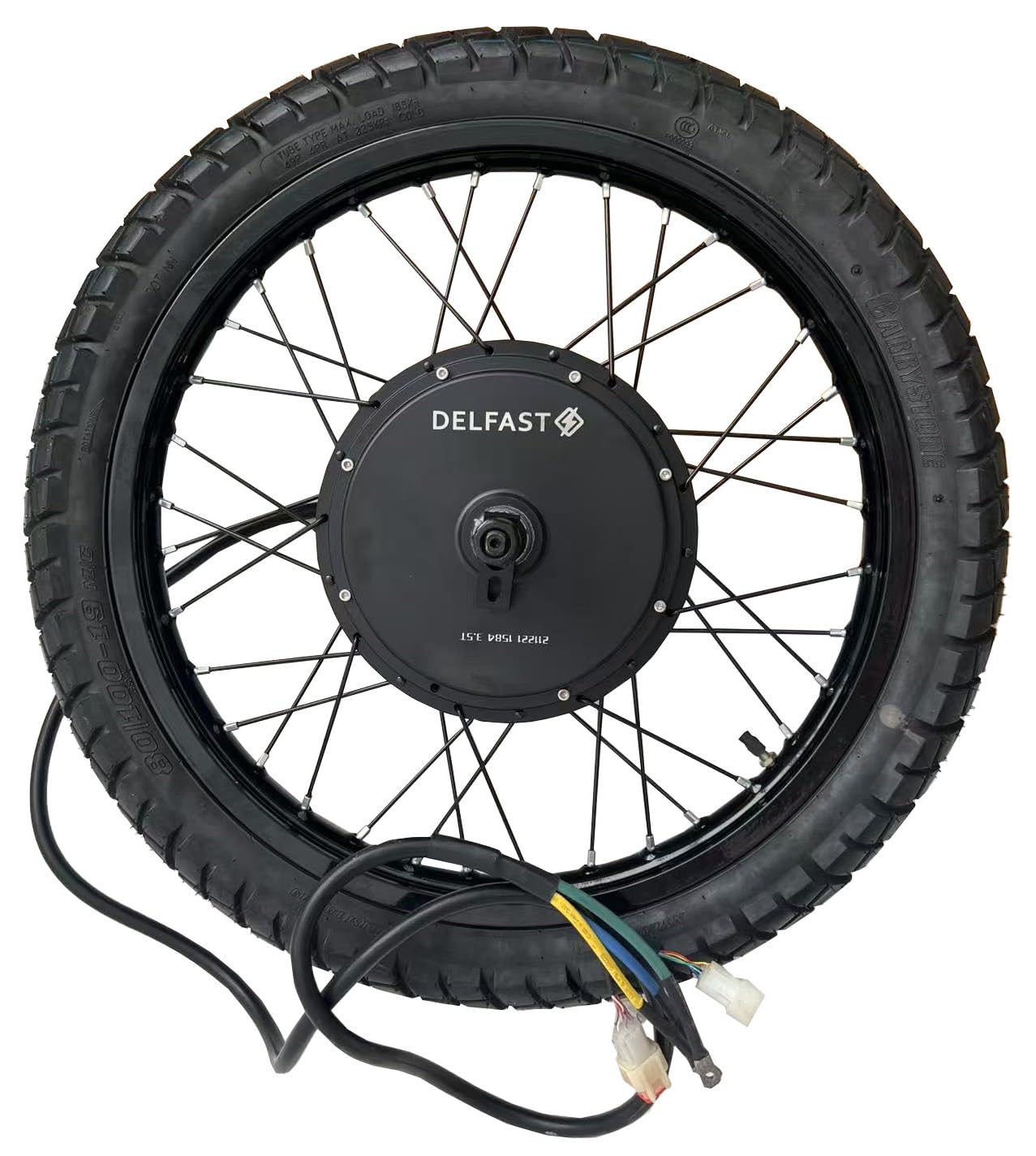 QS 205 150mm Dropout 5000W Motor, 19 * 1.6 Black Rim with Rear 3.5T high Speed QS 5000W Motorwheel with 80/100-19 Street tire