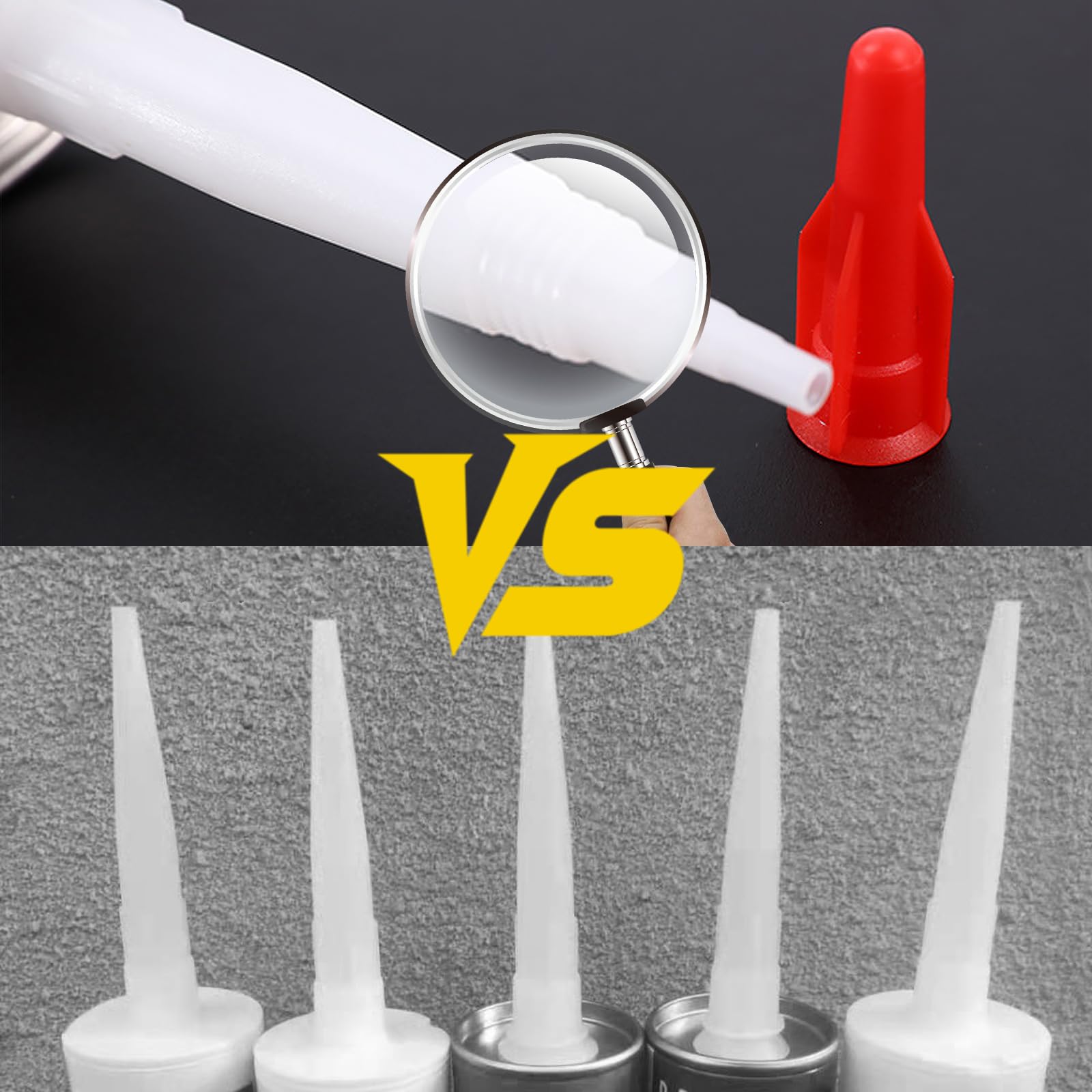 50 Pezzi Beccuccio Silicone e Tappo di Tenuta Rosso Punte per Cartucce Beccucci Silicone Pistola Silicone Punte Silicone per Cucina di Casa Silicone Trasparente Sigillante