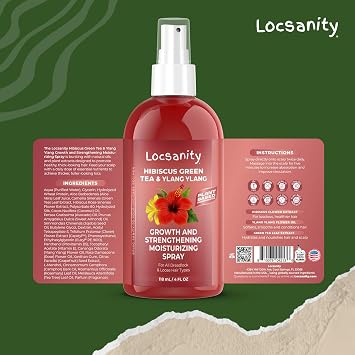 Locsanity Hibiscus Green Tea Hair Growth Spray for Dreadlocks and Loose Hairstyles Hair Care Treatment Trial Size Loc Moisturizer for Thicker, Fuller, Longer Hair (4oz)