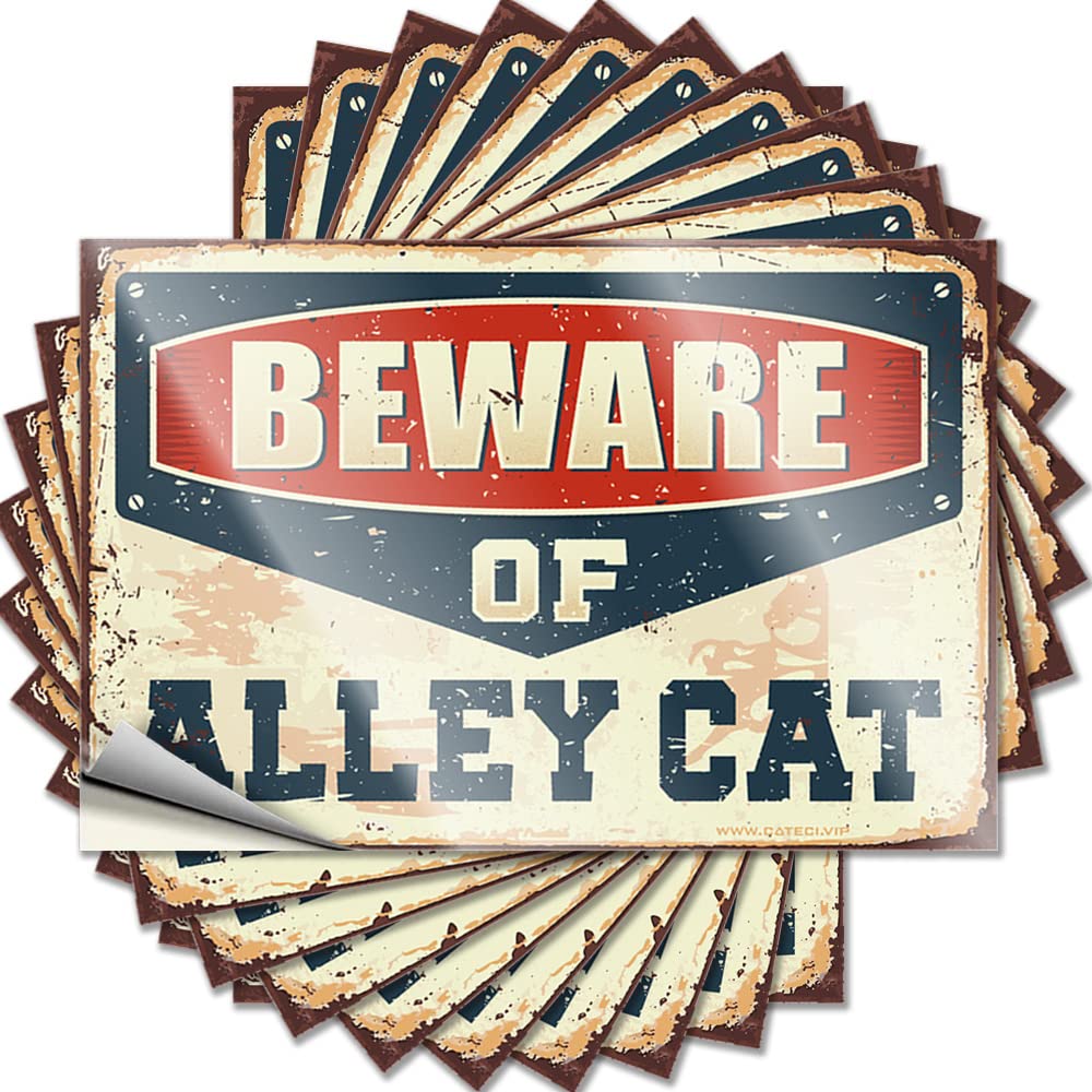 Fzfn Men's Colour Decals - Unique Wall Beware Of Alley Cat For Inside Cool(12X18cm)