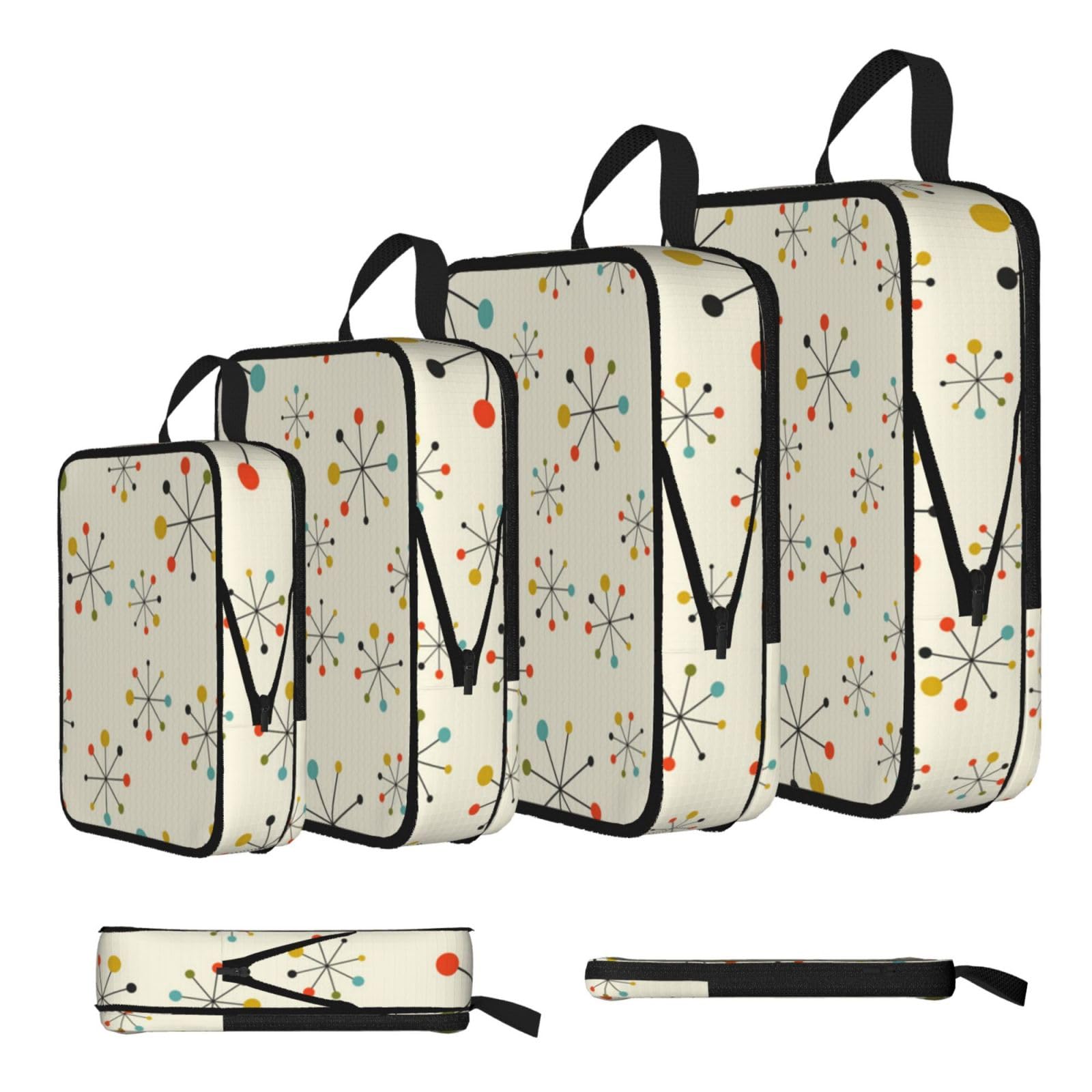 Modern Print 4 Set Compression Packing Cubes For Suitcases,Expandable Storage Bags Organizers