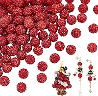 Vista 33 de PH PandaHall - 100 unidades de cuentas de 10 mm con diamantes de imitación, cuentas de arcilla tipo bola de discoteca con pavé, cuentas de cristal