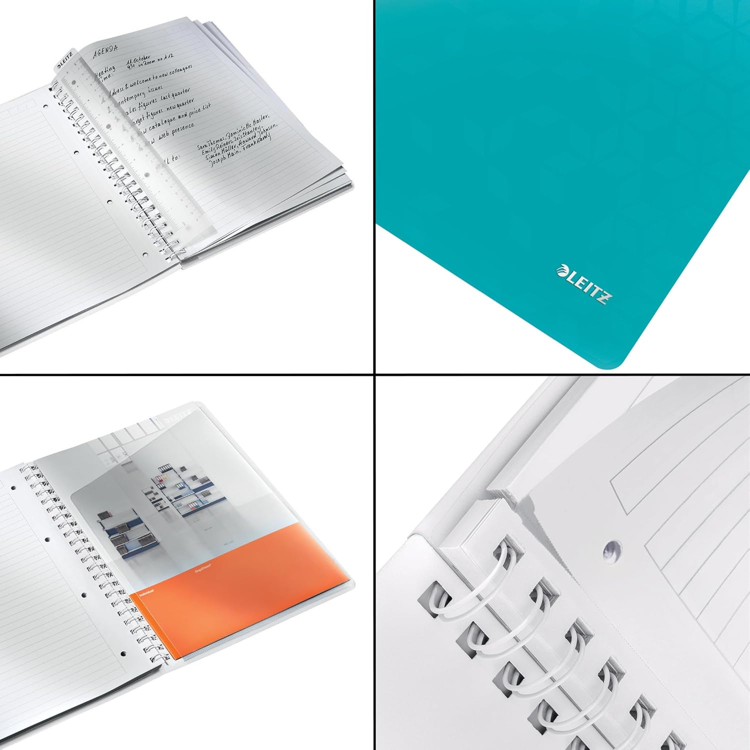 Leitz A4 Flexible Cover Notebook, Ice Blue (Wire Bound, 80 Sheets, Ruled, 90 GSM Ivory Paper, Wow Range), Pack of 1