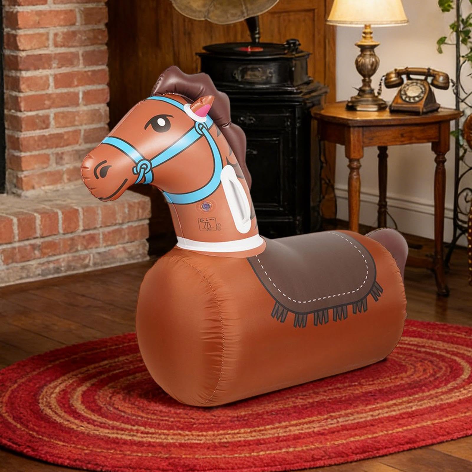 Cavallo Gonfiabile Giocattolo Portatile Realistico per l'Equilibrio
