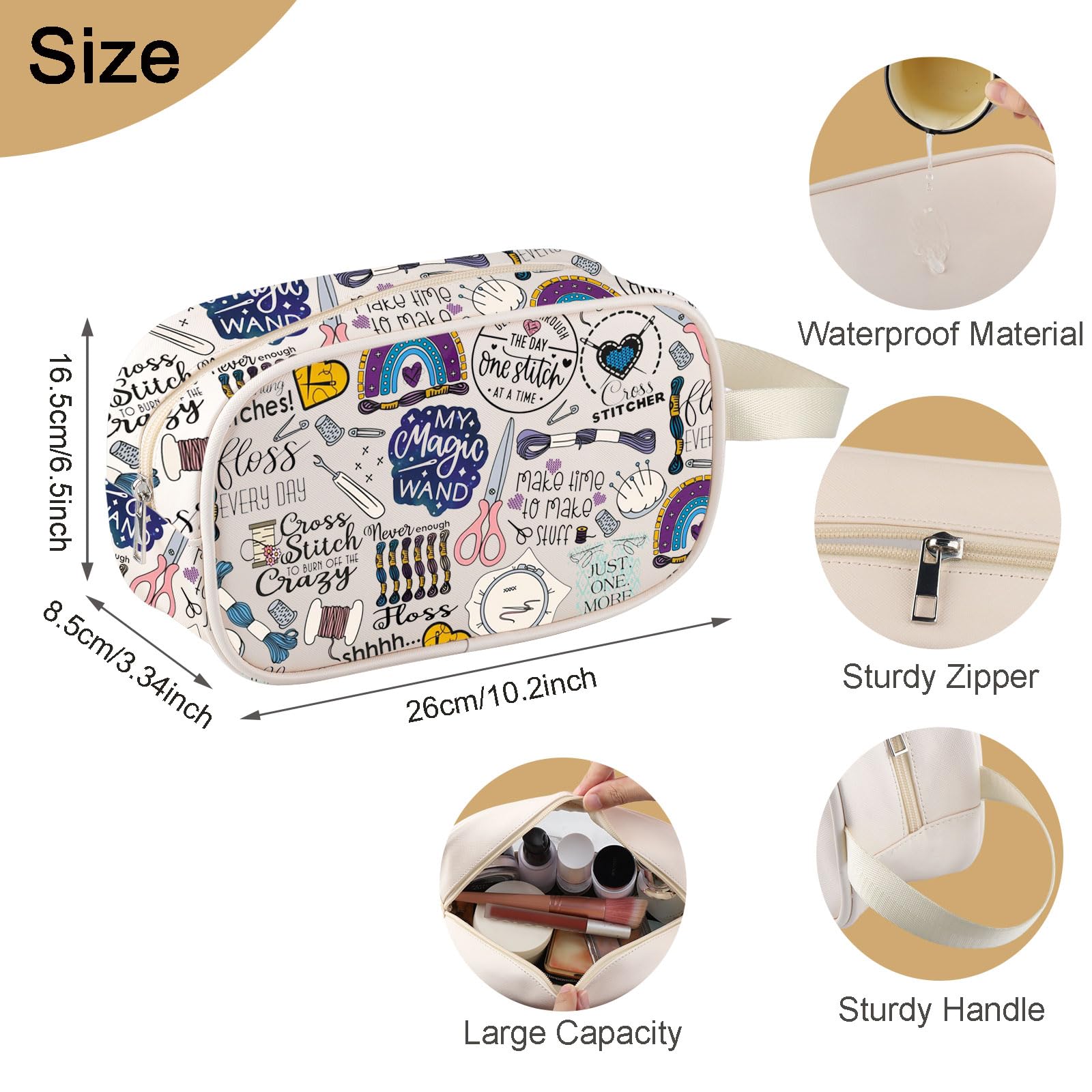 MEIKIUP Cross Stitch Gifts Embroidery Makeup Bag Stitching Gifts for Embroidery Lovers Cross Stitcher Gifts Clear Cosmetic Bag (Cross Stitch Clear Bag-UK) - Image 2