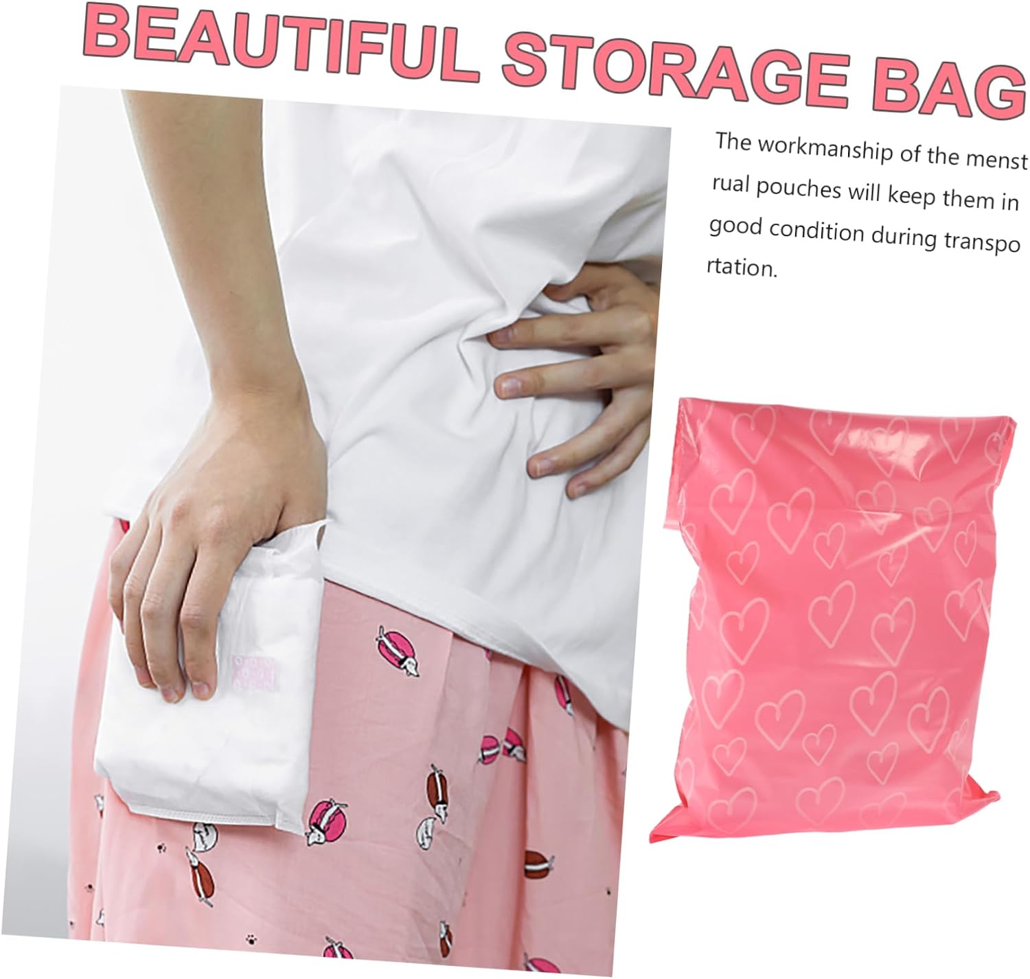 Gogogmee 100pcs Pink Packaging Menstrual Bags Self Sealing Sanitary Pouches for Women Disposal Bags Strong Adhesive Leakproof and Lightweight
