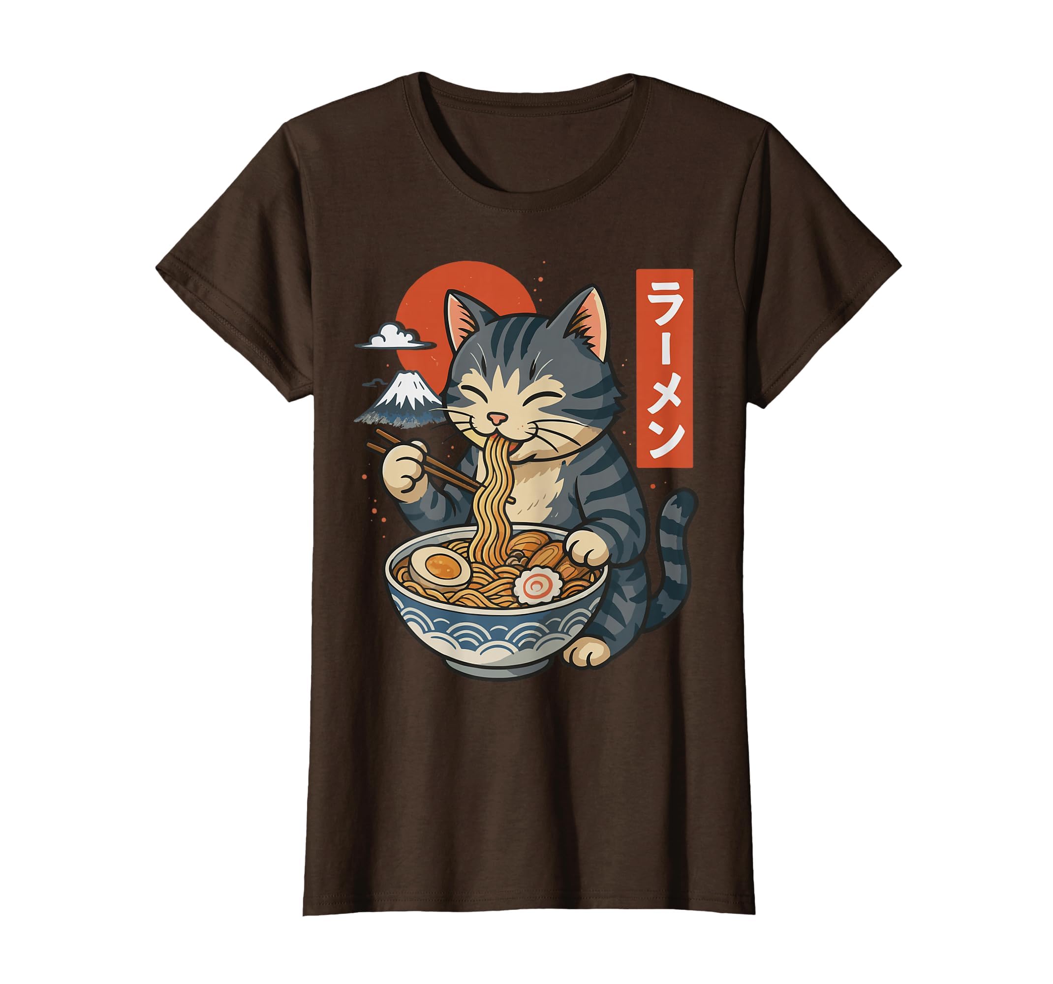 Anime Cat Eating Ramen Retro Kawaii Ramen Cat T-Shirt