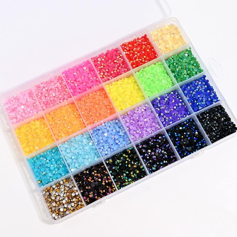 24000 PCS Flatback Rhinestones 3mm 24 Mixed Color Round Shape AB Crystal Rhinestone Craft Gems Nail Rhinestones for Crafts - (Color: 1)