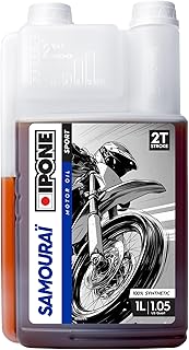 IPONE - Huile Moteur Moto 2 Temps Samouraï Racing - 100 % Synthétique avec Esters - Très Haute Performance – Compatible Mélange, Graissage Séparé, Systèmes d'injection - Bidon Doseur 1 Litre