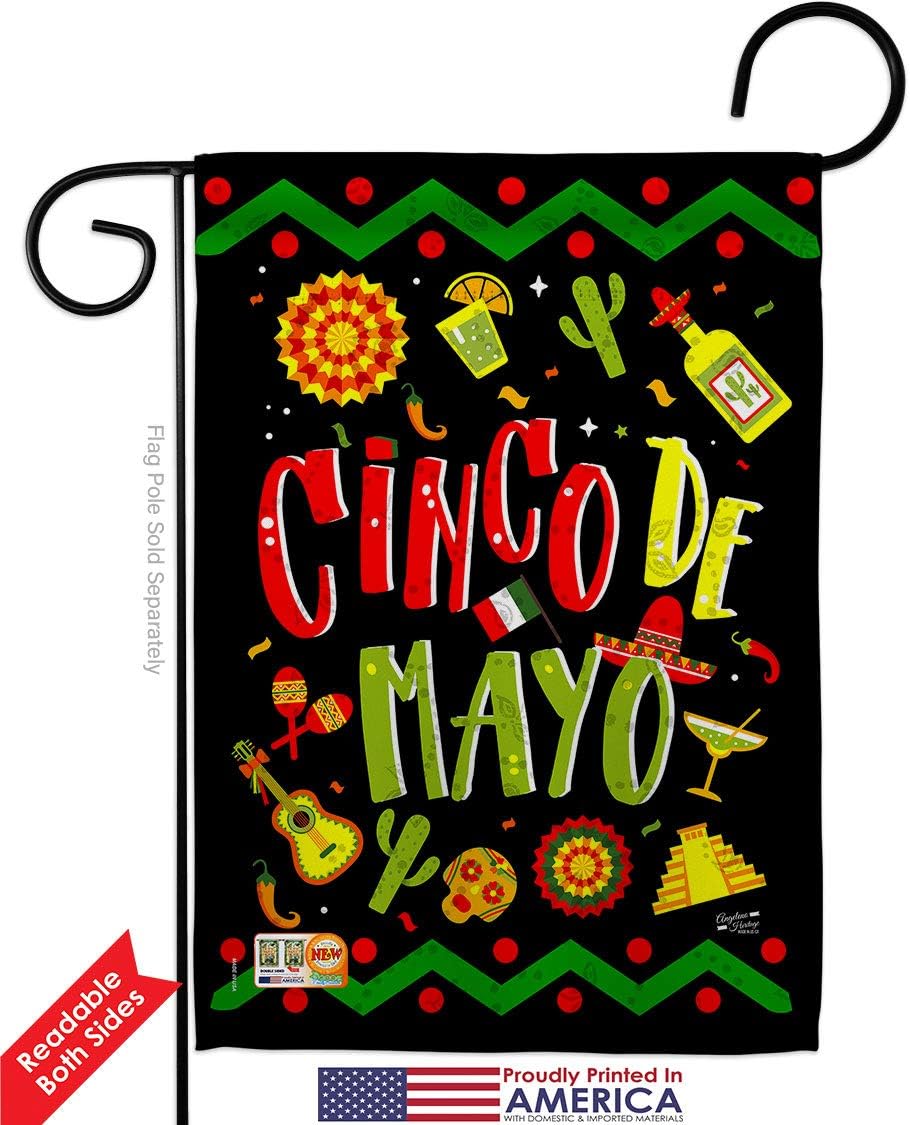 Ready to Cinco de Mayo Garden House Flags Set Summertime Party Cactus Pinata Sombrero Mexican Fiesta Outdoor Small Decorative Gift Yard Banner Double-Sided Made In USA 28 X 40