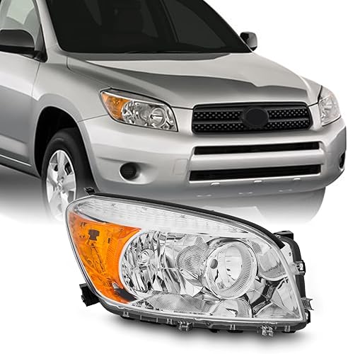 AKKON - Compatible con faros delanteros cromados Toyota Rav4 2006 2007 2008 con señal ámbar de repuesto del lado derecho del pasajero