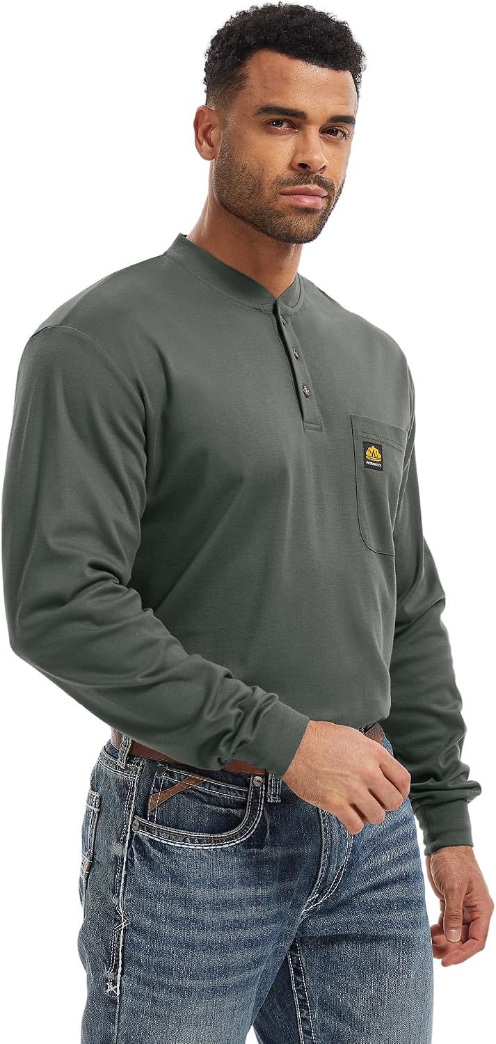 WORKWEYA FR Shirt for Men 5.5oz Lightweight 100% Cotton Flame Resistant Henley Shirt NFPA 2112